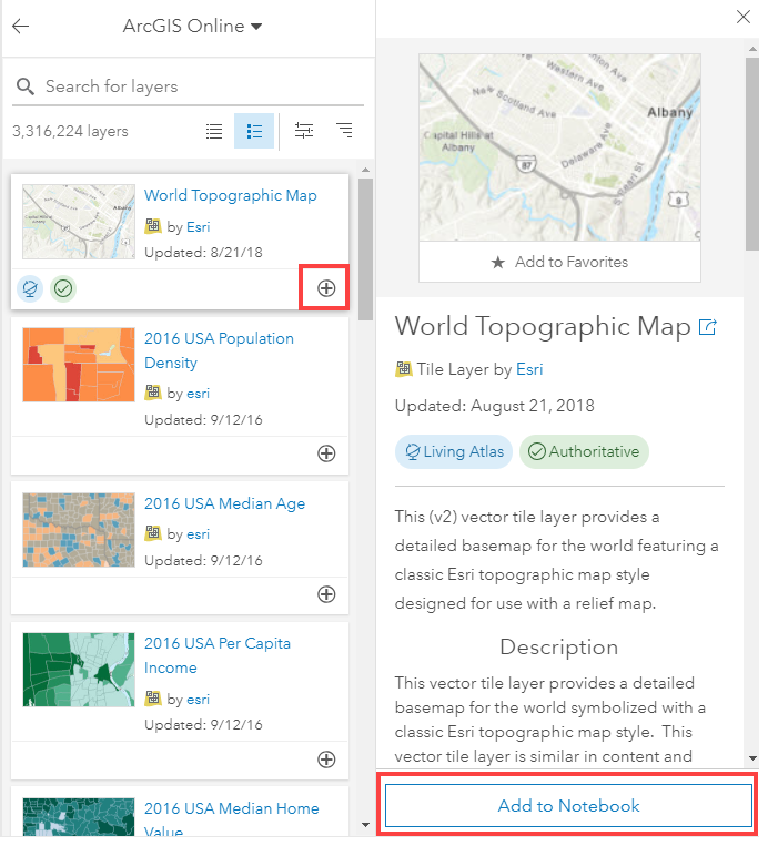Add to Notebook button