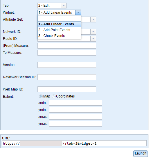 Launcher dialog box, Widget drop-down list Launcher dialog box, Widget drop-down list