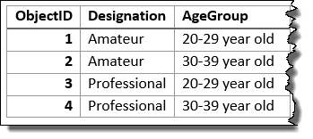 Input layer summarized using the fields Designation and Age Group Input layer summarized using the fields Designation and Age Group