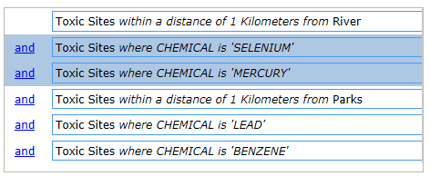 Select the first group of attribute expressions Select the first group of attribute expressions
