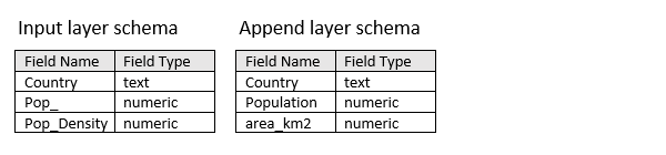 input layer and append layer schemas