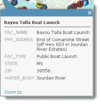 Pop-up with list of field attributes Pop-up with list of field attributes